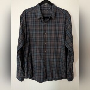 Theory Button Front Plaid Multicolor Cotton Shirt Men's Size XL Pre Owned